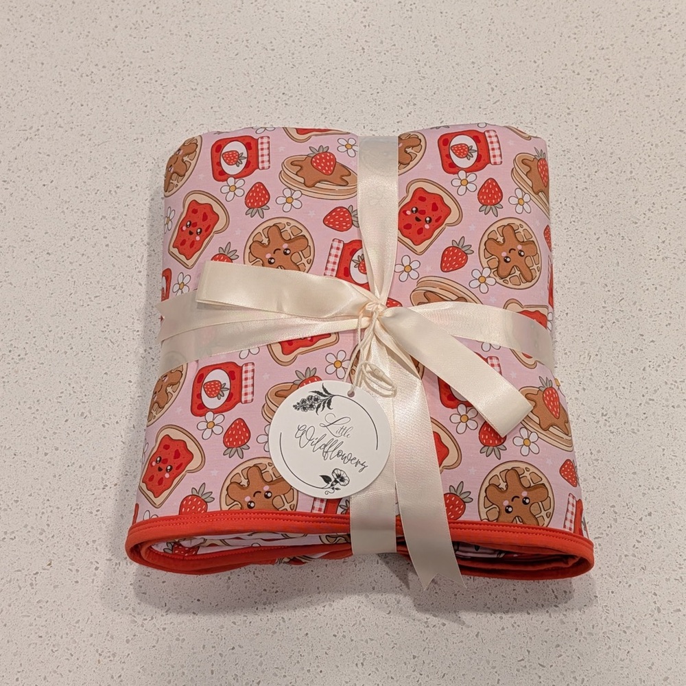 Double Layer Bamboo Blanket with Strawberry Jam Print